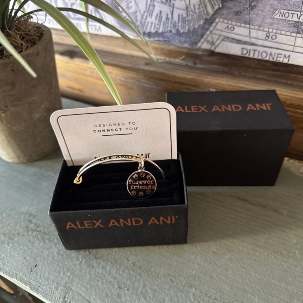 Alex and Ani Silver & Black Paw Charm Bracelet